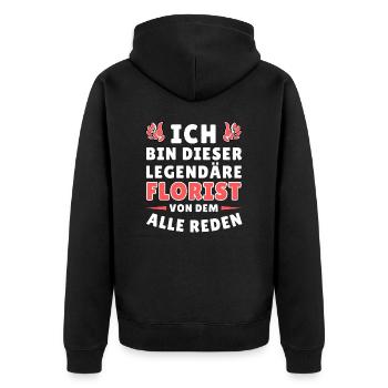 Ich bin dieser legendäre Florist - Unisex Premium Bio Zip Hoodie - Schwarz - Hinten - Nico (187cm)