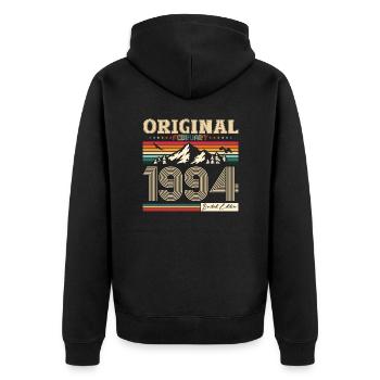 30. Geburtstag Vintage Februar Jahrgang 1994 - Unisex Premium Bio Zip Hoodie - Schwarz - Hinten - Nico (187cm)