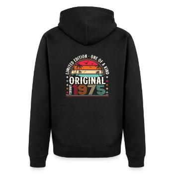 50th Birthday Gift Husband Original February 1975 - Unisex Premium Organic Zip Hoodie - black - Back - Nico (187cm)