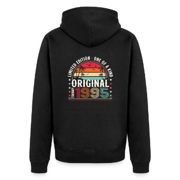 30. Geburtstag Geschenk Mann Original Februar 1995 - Unisex Premium Bio Zip Hoodie - Schwarz - Hinten - Nico (187cm)