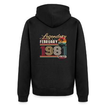 Cadeau d'anniversaire 44 ans Homme Original Février 1981 - Veste à capuche bio Premium Unisexe - noir - Dos - Nico (187cm)