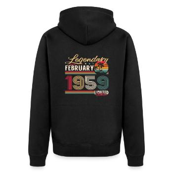 Cadeau d'anniversaire 66 ans Homme Original Février 1959 - Veste à capuche bio Premium Unisexe - noir - Dos - Nico (187cm)