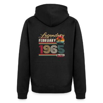60th Birthday Gift Man Legend February 1965 - Unisex Premium Organic Zip Hoodie - black - Back - Nico (187cm)