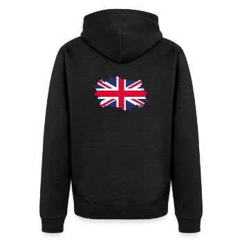 England Flagge Patriot Geschenk Heimat Staat Jack - Unisex Premium Bio Zip Hoodie - Schwarz - Hinten - Nico (187cm)