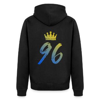 96 Number crown - Unisex Premium Organic Zip Hoodie - black - Back - Nico (187cm)