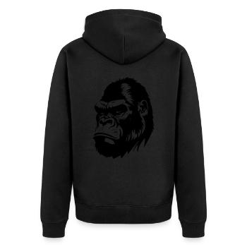 Silhouette de symbole de gorille - Veste à capuche bio Premium Unisexe - noir - Dos - Nico (187cm)