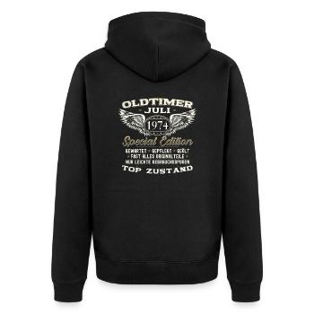 49. Geburtstag Mann Oldtimer Juli Jahrgang 1974 - Unisex Premium Bio Zip Hoodie - Schwarz - Hinten - Nico (187cm)