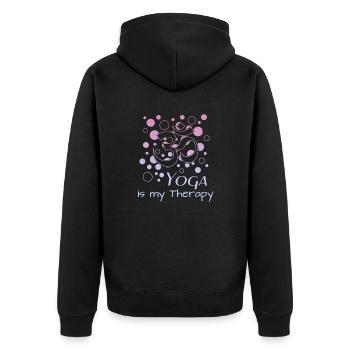 Om Yoga - Unisex Premium Bio Zip Hoodie - Schwarz - Hinten - Nico (187cm)