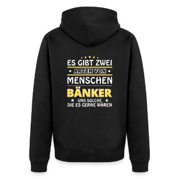 Cadeau banquier - deux types de... design - Veste à capuche bio Premium Unisexe - noir - Dos - Nico (187cm)