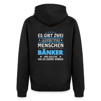 Cadeau Banquier - Deux Types de... Concevoir - Veste à capuche bio Premium Unisexe - noir - Dos - Nico (187cm)
