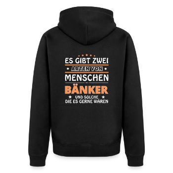 Banker Gift - Two Types of... Design - Unisex Premium Organic Zip Hoodie - black - Back - Nico (187cm)