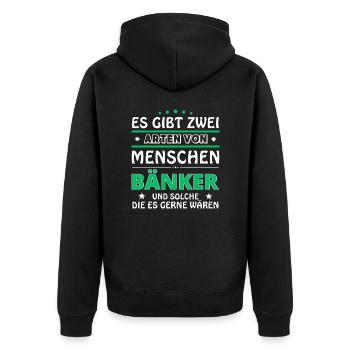 Banker Gift - Two Types of... Design - Unisex Premium Organic Zip Hoodie - black - Back - Nico (187cm)