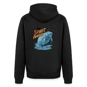 Dugong Mon Animal Spirituel J’Adore Lamantins - Veste à capuche bio Premium Unisexe - noir - Dos - Nico (187cm)