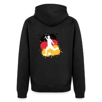 Fußball, Deutschland,Flagge, Fußballer,Graffiti - Unisex Premium Bio Zip Hoodie - Schwarz - Hinten - Nico (187cm)