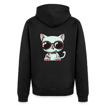 Katze Halloween Cool - Unisex Premium Bio Zip Hoodie - Schwarz - Hinten - Nico (187cm)