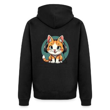 Chat mignon avec des écouteurs - écouter de la musique - Veste à capuche bio Premium Unisexe - noir - Dos - Nico (187cm)