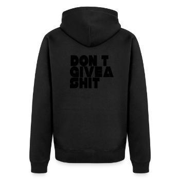 DON´T GIVE A SHIT - Unisex Premium Bio Zip Hoodie - Schwarz - Hinten - Nico (187cm)