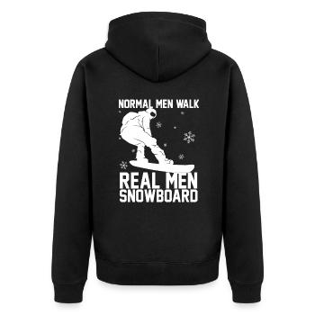 Geschenke für Männer | Snowboard Snowboarder Sport - Unisex Premium Bio Zip Hoodie - Schwarz - Hinten - Nico (187cm)