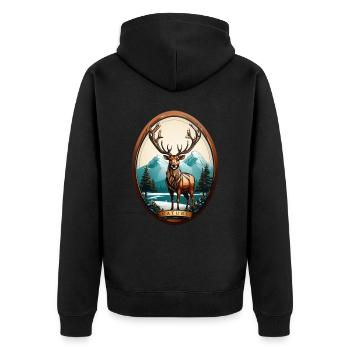 Reindeer - Unisex Premium Organic Zip Hoodie - black - Back - Nico (187cm)