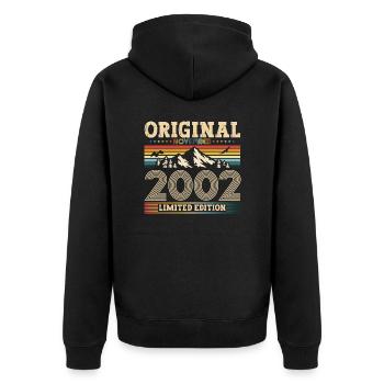 21e anniversaire Original Novembre Millésime 2002 - Veste à capuche bio Premium Unisexe - noir - Dos - Nico (187cm)