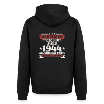 80ème Anniversaire Voiture Classique Juillet 1944 Millésime 1944 - Veste à capuche bio Premium Unisexe - noir - Dos - Nico (187cm)