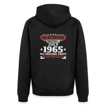 60ème Anniversaire Voiture Classique Juillet 1965 Millésime 1965 - Veste à capuche bio Premium Unisexe - noir - Dos - Nico (187cm)