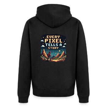 Chaque pixel raconte une histoire - Retro Gaming - Veste à capuche bio Premium Unisexe - noir - Dos - Nico (187cm)