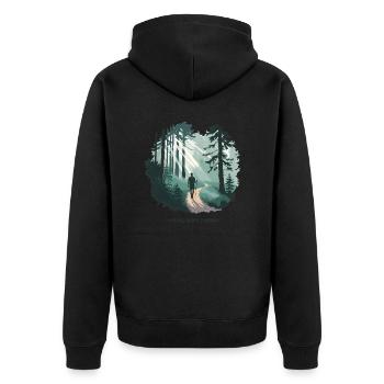 Hiking is My Therapy – Nature & Forest - Unisex Premium Organic Zip Hoodie - black - Back - Nico (187cm)