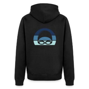 schwimmen Pool Geschenk Mann Frau Sport swiming - Unisex Premium Bio Zip Hoodie - Schwarz - Hinten - Nico (187cm)