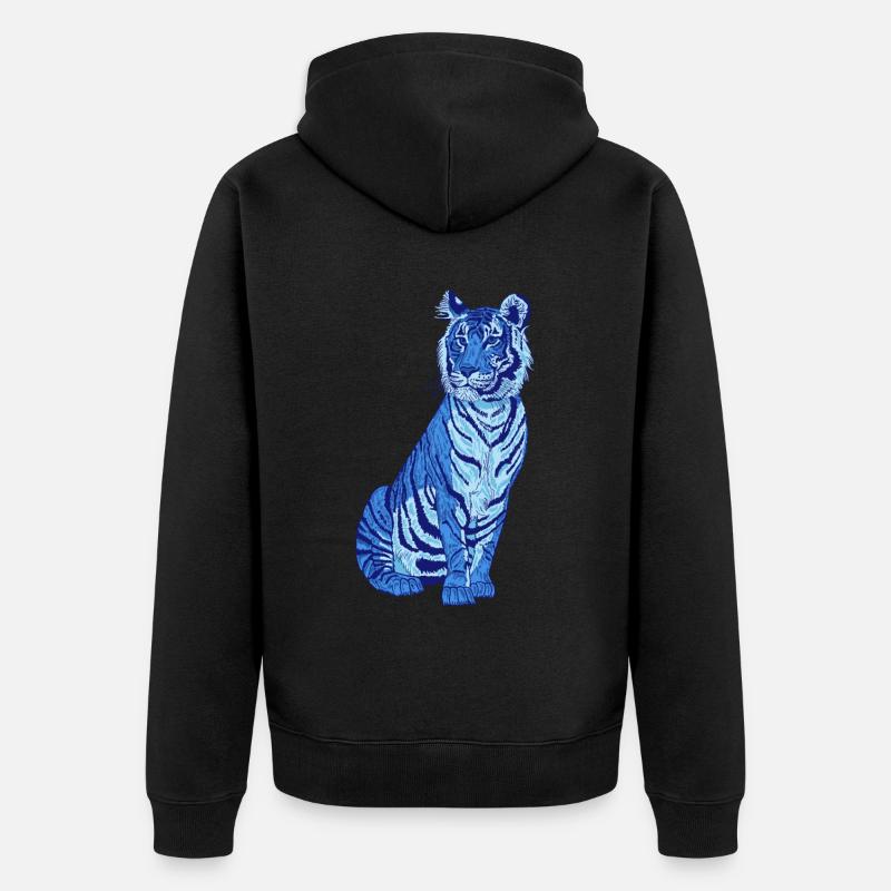 Tiger blau - Unisex Premium Bio Zip Hoodie - Schwarz