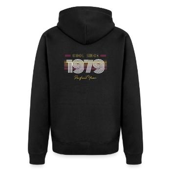 Anniversaire Cool depuis 1979 - Veste à capuche bio Premium Unisexe - noir - Dos - Nico (187cm)