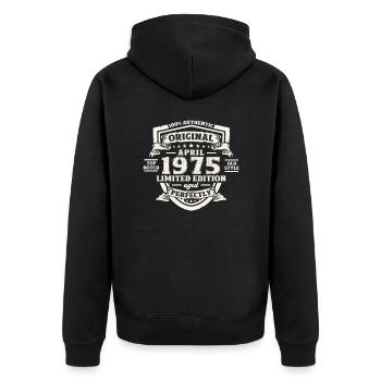 49th Birthday Husband Original April Vintage 1975 - Unisex Premium Organic Zip Hoodie - black - Back - Nico (187cm)