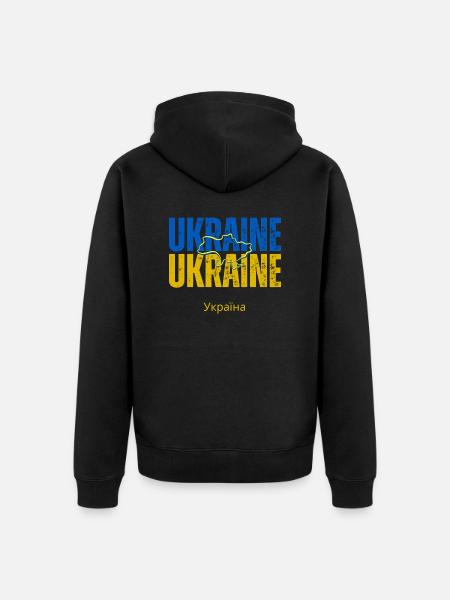 Ukrainian flag, Ukrainian pride - Unisex Premium Organic Zip Hoodie - black