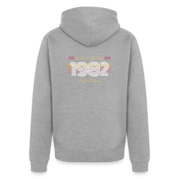 Geburtstag Cool seit 1982 - Unisex Premium Bio Zip Hoodie - Grau meliert - Hinten - Nico (187cm)