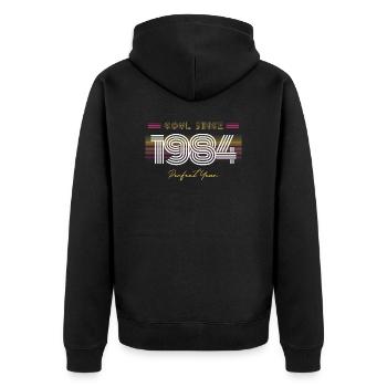 Anniversaire Cool depuis 1984 - Veste à capuche bio Premium Unisexe - noir - Dos - Nico (187cm)