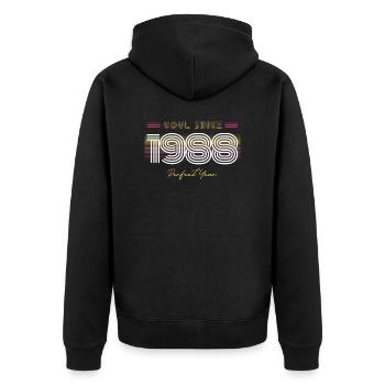 Birthday Cool depuis 1988 - Veste à capuche bio Premium Unisexe - noir - Dos - Nico (187cm)