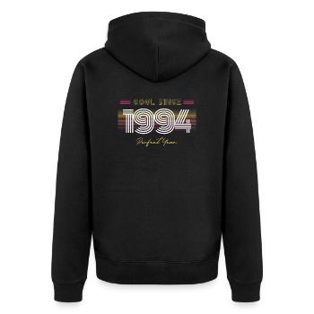 Birthday Cool depuis 1994 - Veste à capuche bio Premium Unisexe - noir - Dos - Nico (187cm)