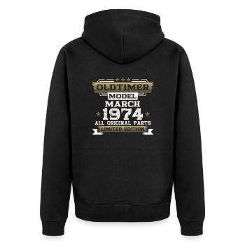 50th Birthday March Vintage 1974 Vintage Car - Unisex Premium Organic Zip Hoodie - black - Back - Nico (187cm)