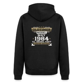40th Birthday Man Vintage May Vintage 1984 - Unisex Premium Organic Zip Hoodie - black - Back - Nico (187cm)