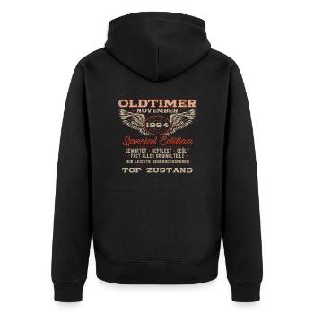 30. Geburtstag Oldtimer November 1994 Jahrgang 30 - Unisex Premium Bio Zip Hoodie - Schwarz - Hinten - Nico (187cm)