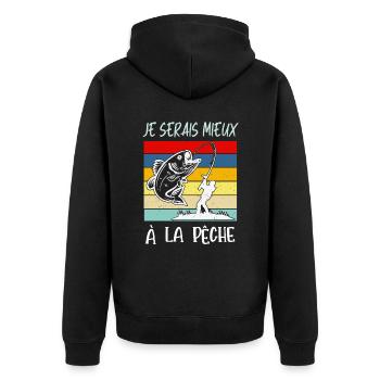 je serais mieux à la pêche - Veste à capuche bio Premium Unisexe - noir - Dos - Nico (187cm)