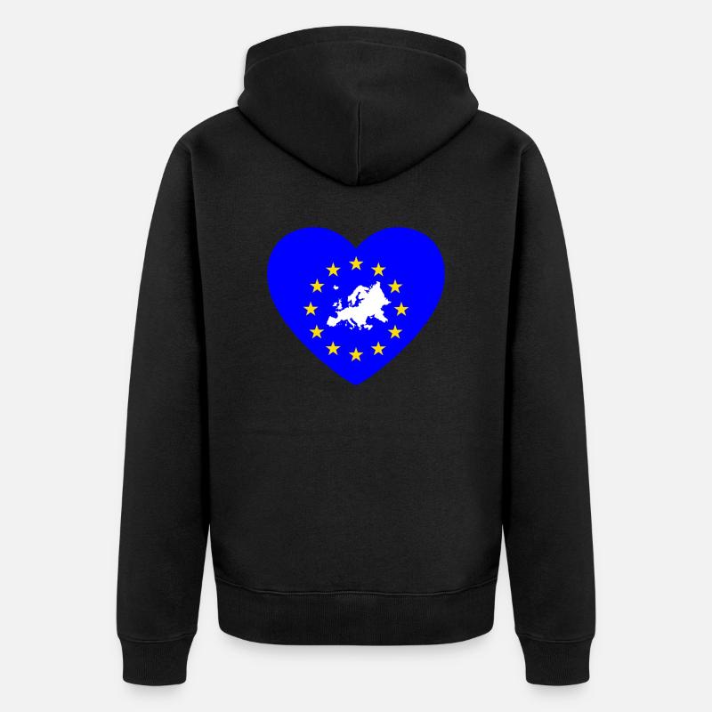 Europe Amour Coeur - Veste à capuche bio Premium Unisexe - noir