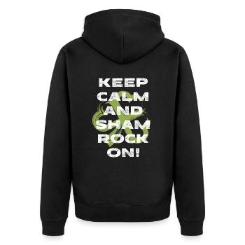 Keep calm and shamrock on. - Unisex Premium Organic Zip Hoodie - black - Back - Nico (187cm)