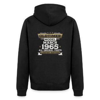 Voiture vintage 60e anniversaire Mars 1965 Année 65 - Veste à capuche bio Premium Unisexe - noir - Dos - Nico (187cm)