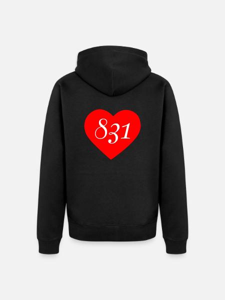 831 Herz1 - Unisex Premium Bio Zip Hoodie - Schwarz