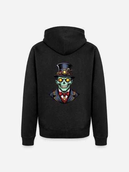 Gruseliger Halloween Steampunk Ghul - Unisex Premium Bio Zip Hoodie - Schwarz