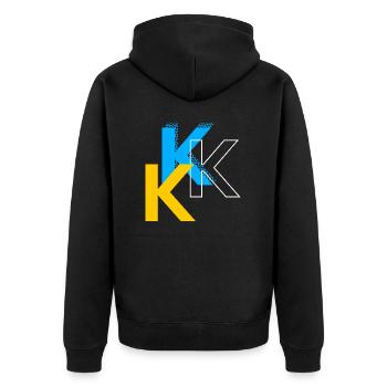 Buchstabe K - Unisex Premium Bio Zip Hoodie - Schwarz - Hinten - Nico (187cm)