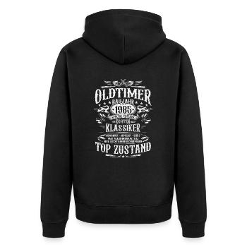 Oldtimer Baujahr 1985 Jahrgang Geburtstag Geschenk - Unisex Premium Bio Zip Hoodie - Schwarz - Hinten - Nico (187cm)