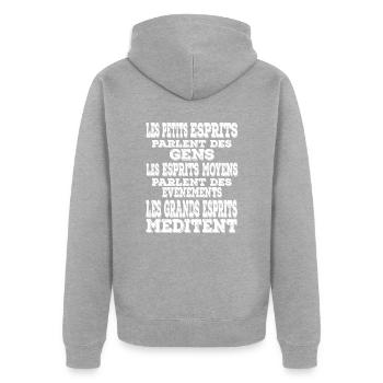 Meditation, libération - Veste à capuche bio Premium Unisexe - gris chiné - Dos - Nico (187cm)