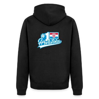 N° 1 Hrvatska (lettrage) - Veste à capuche bio Premium Unisexe - noir - Dos - Nico (187cm)